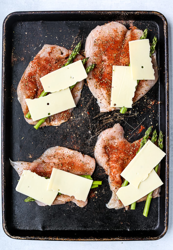 chicken breasts with asparagus and cheese