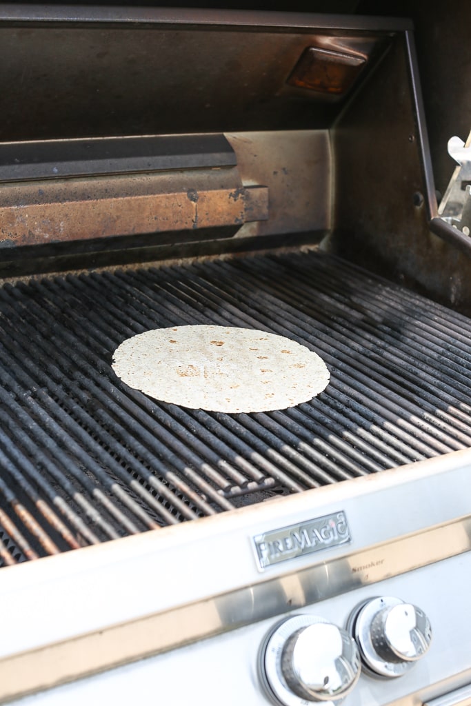 single tortilla on the grill