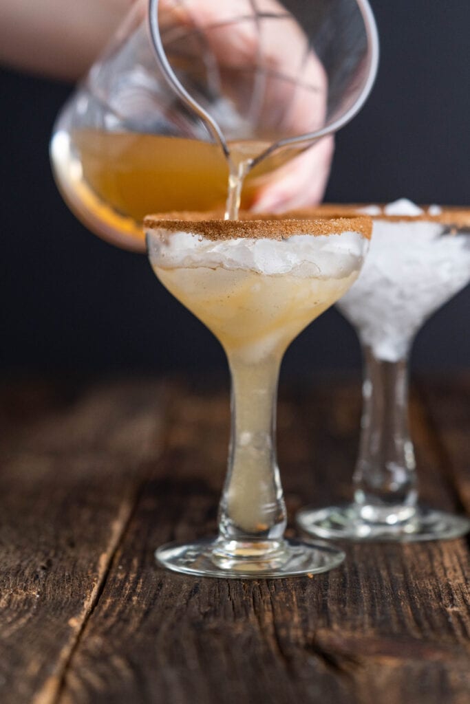 pouring Sparkling Apple Cider Cocktail recipe