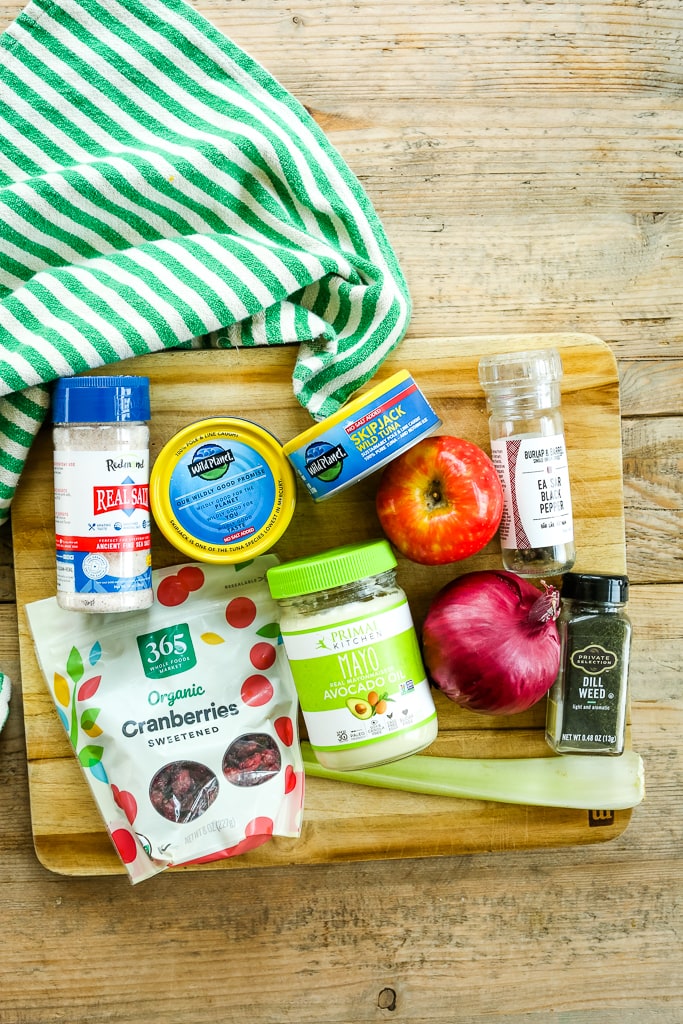 ingredients for apple cranberry tuna salad recipe