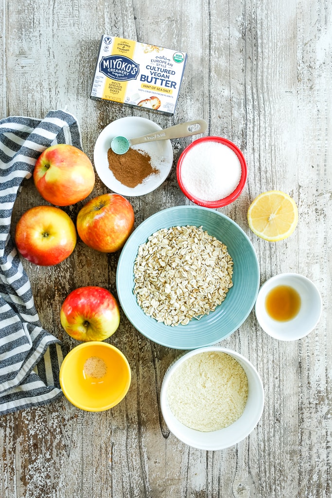 ingredients for healthy apple crisp recipe vegan and gluten-free