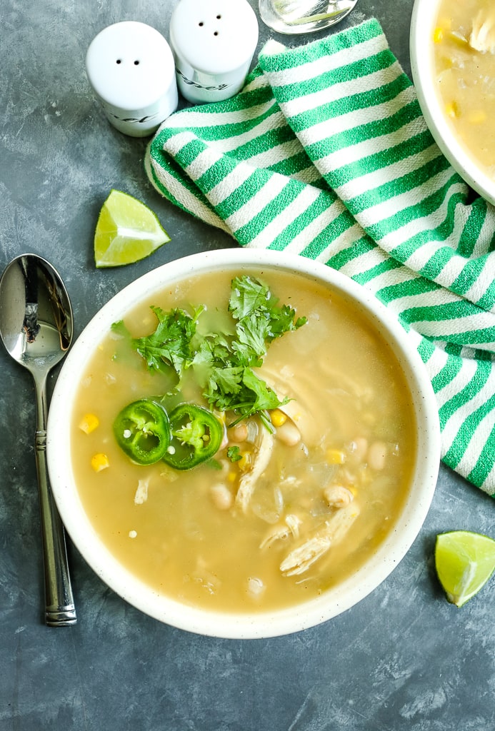 a bowl of Crockpot White Chicken Chili
