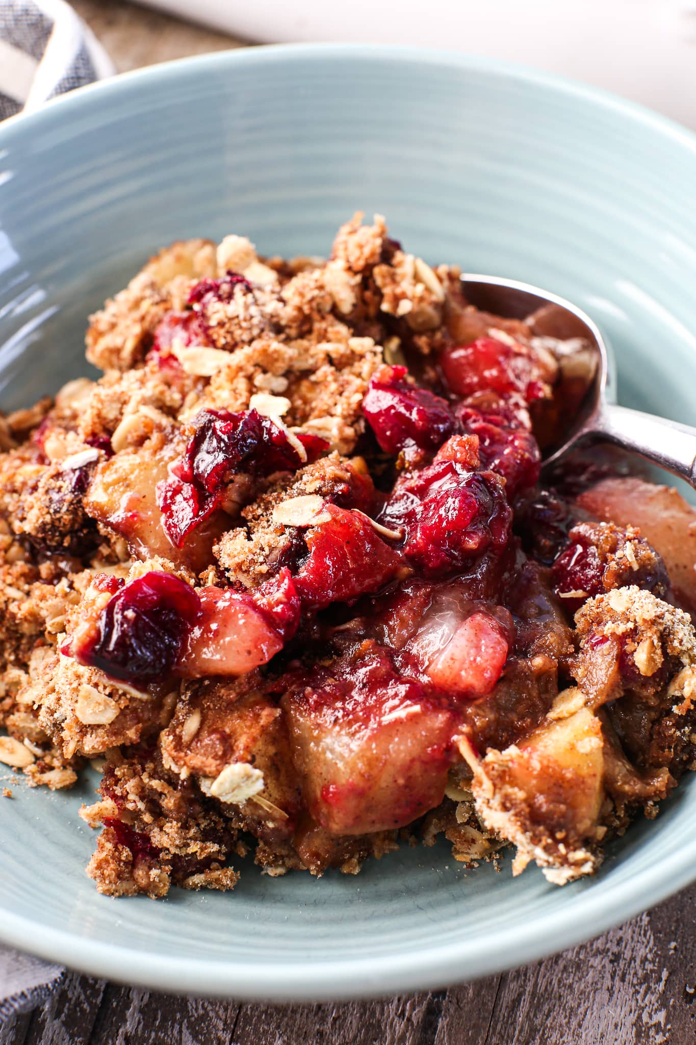 Cranberry Apple Pear Crisp recipe in a bowl