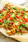 Loaded Sweet Potato Fries recipe on a platter