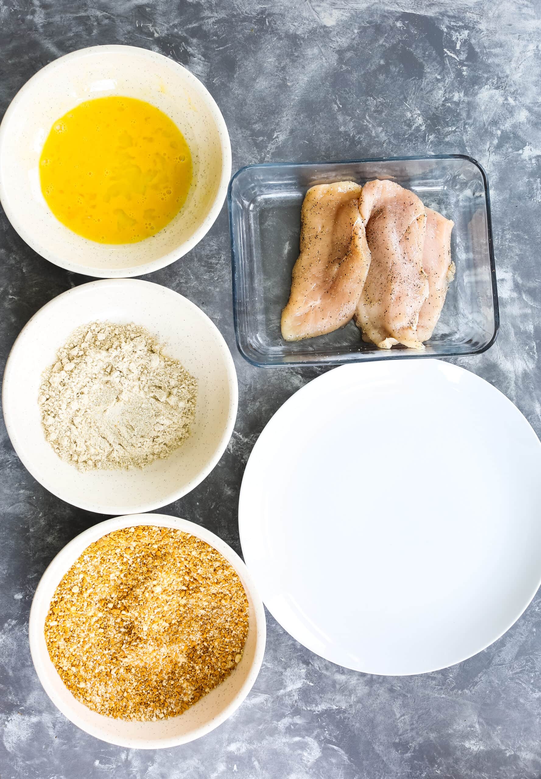 Air Fryer Chicken Cutlets process of breading