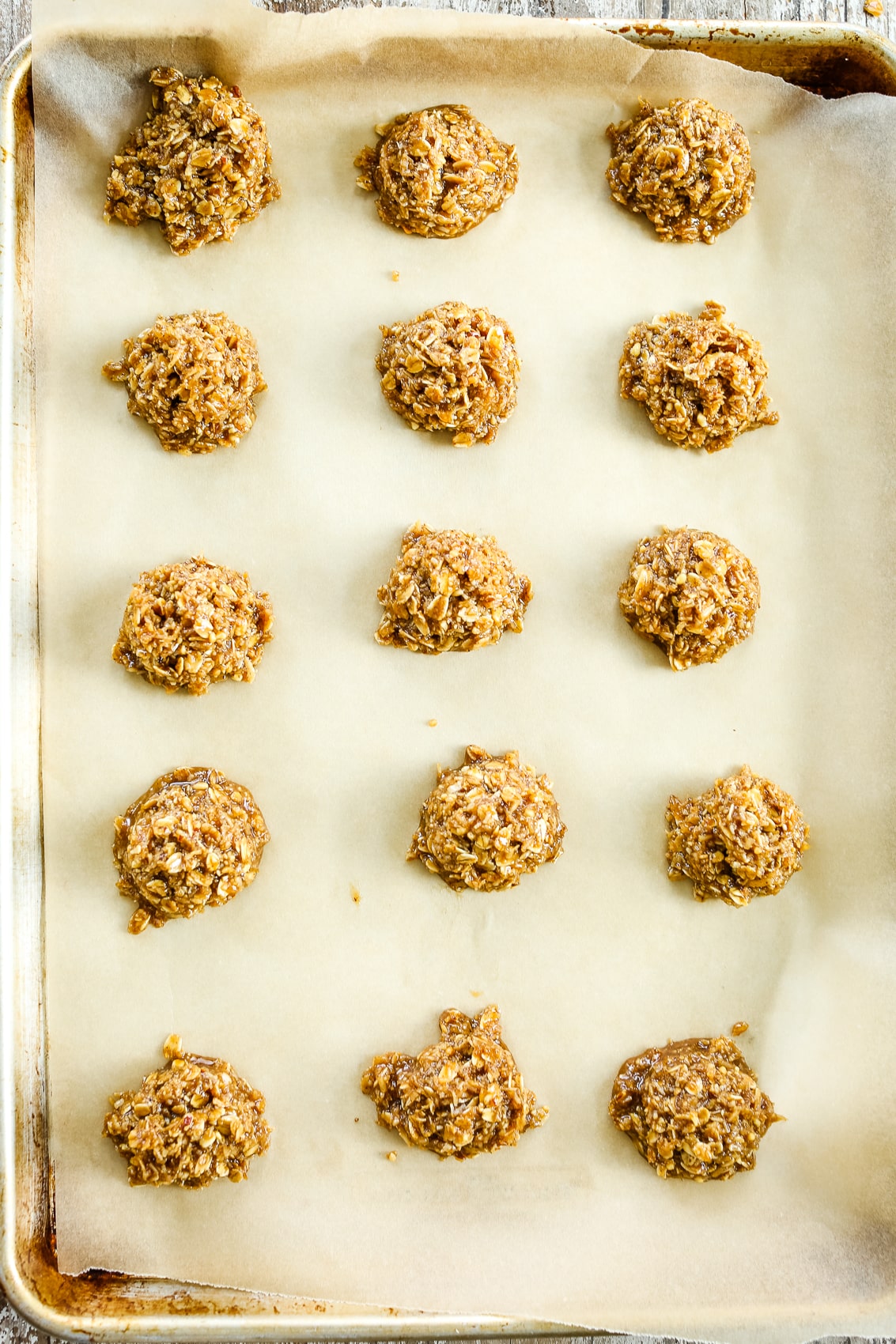 no bake almond butter cookies on a tray