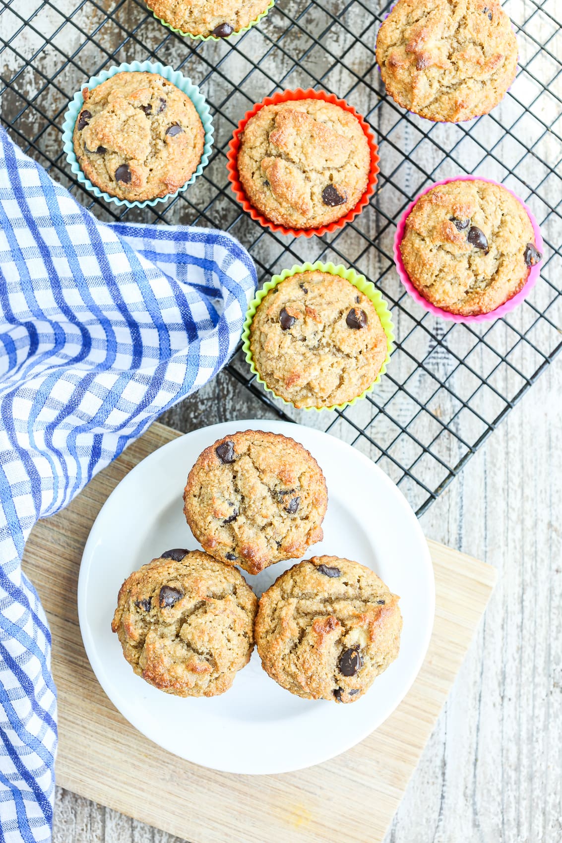overheat shot of almond flour banana muffins