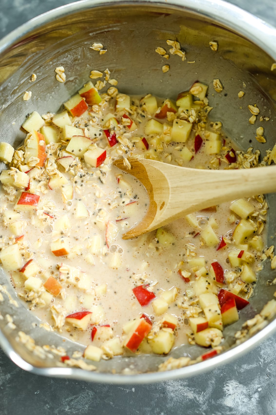 mixture of oats, apples, and milk