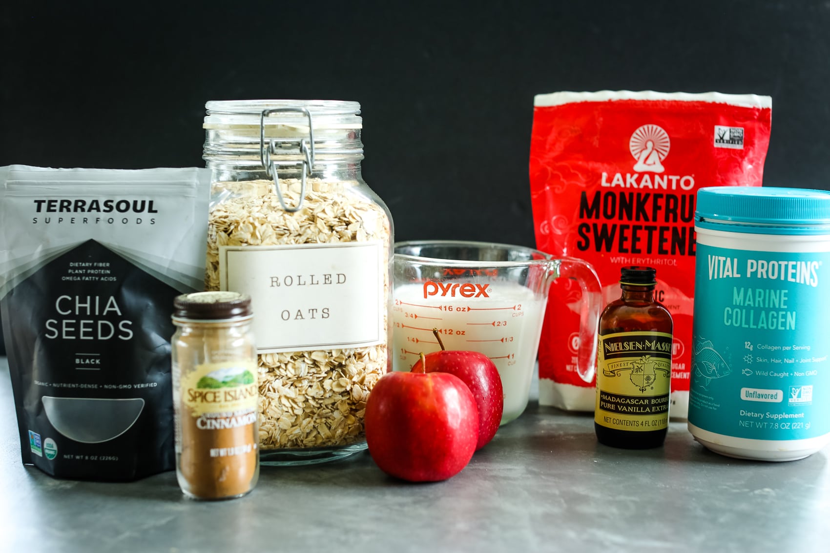 recipe ingredients for Apple Pie Overnight Oats