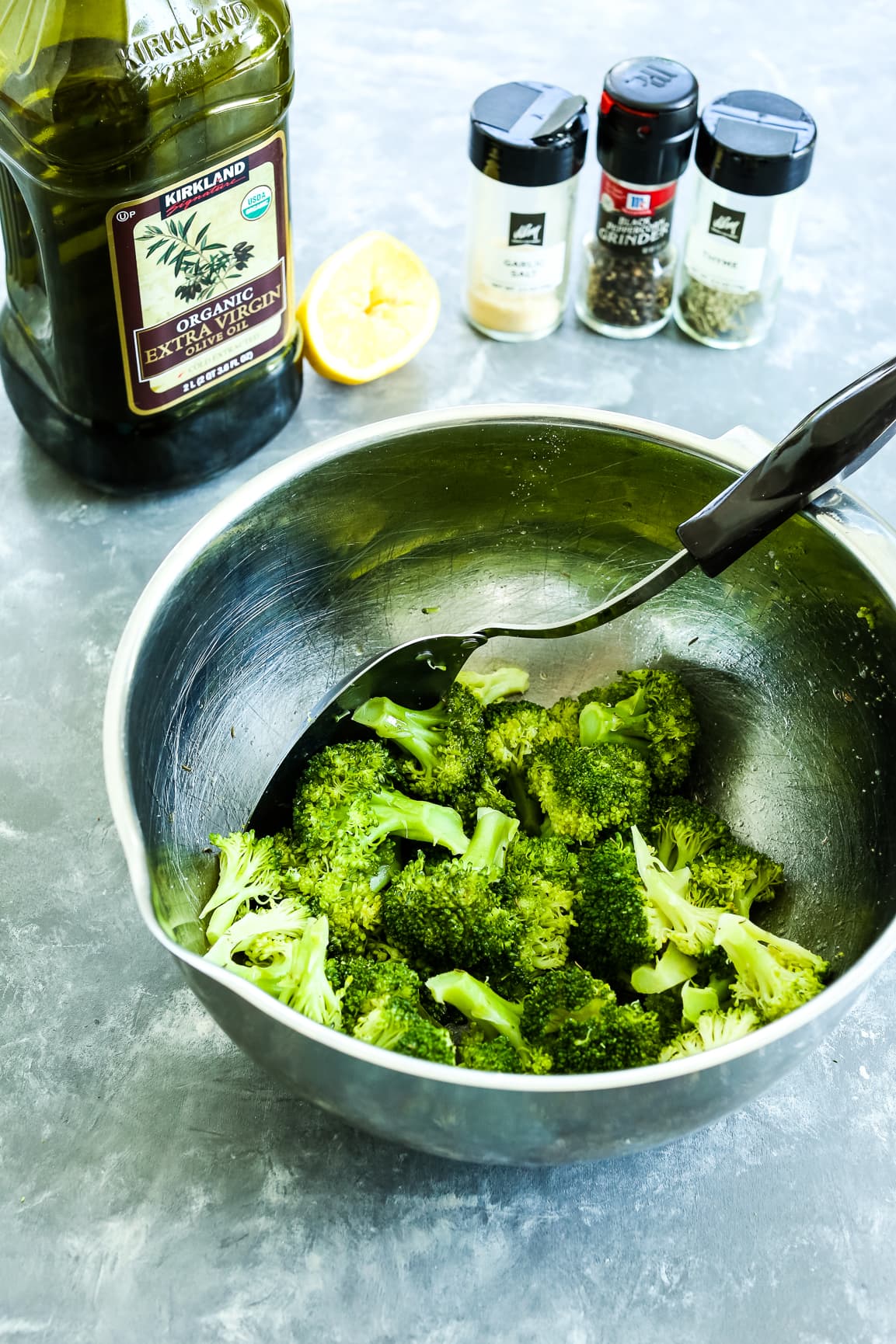 broccoli in a metal bowl