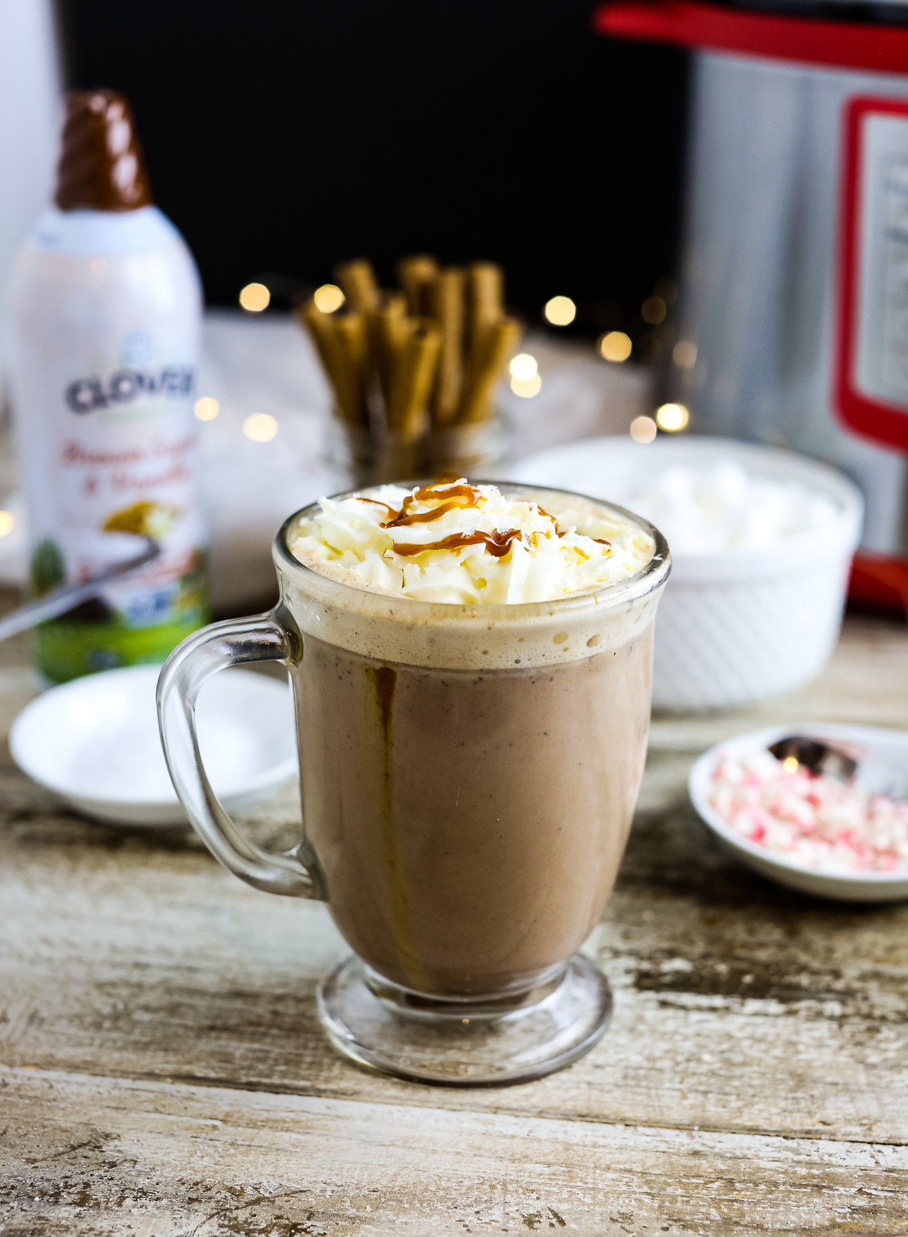 hot chocolate with whipped cream and caramel