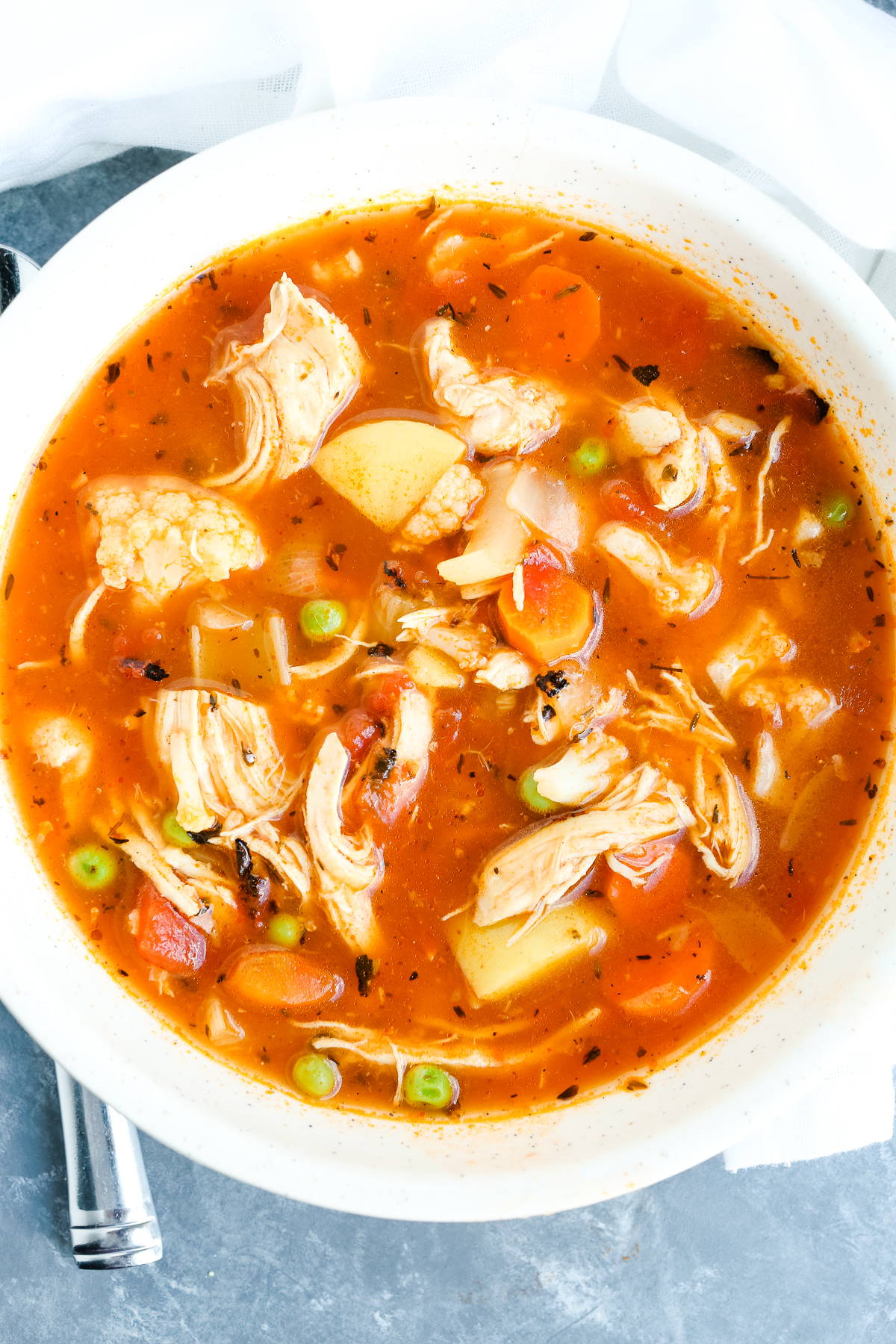 close up of instant pot chicken vegetable soup