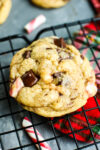 Peppermint Chocolate Chip Cookies close up shot