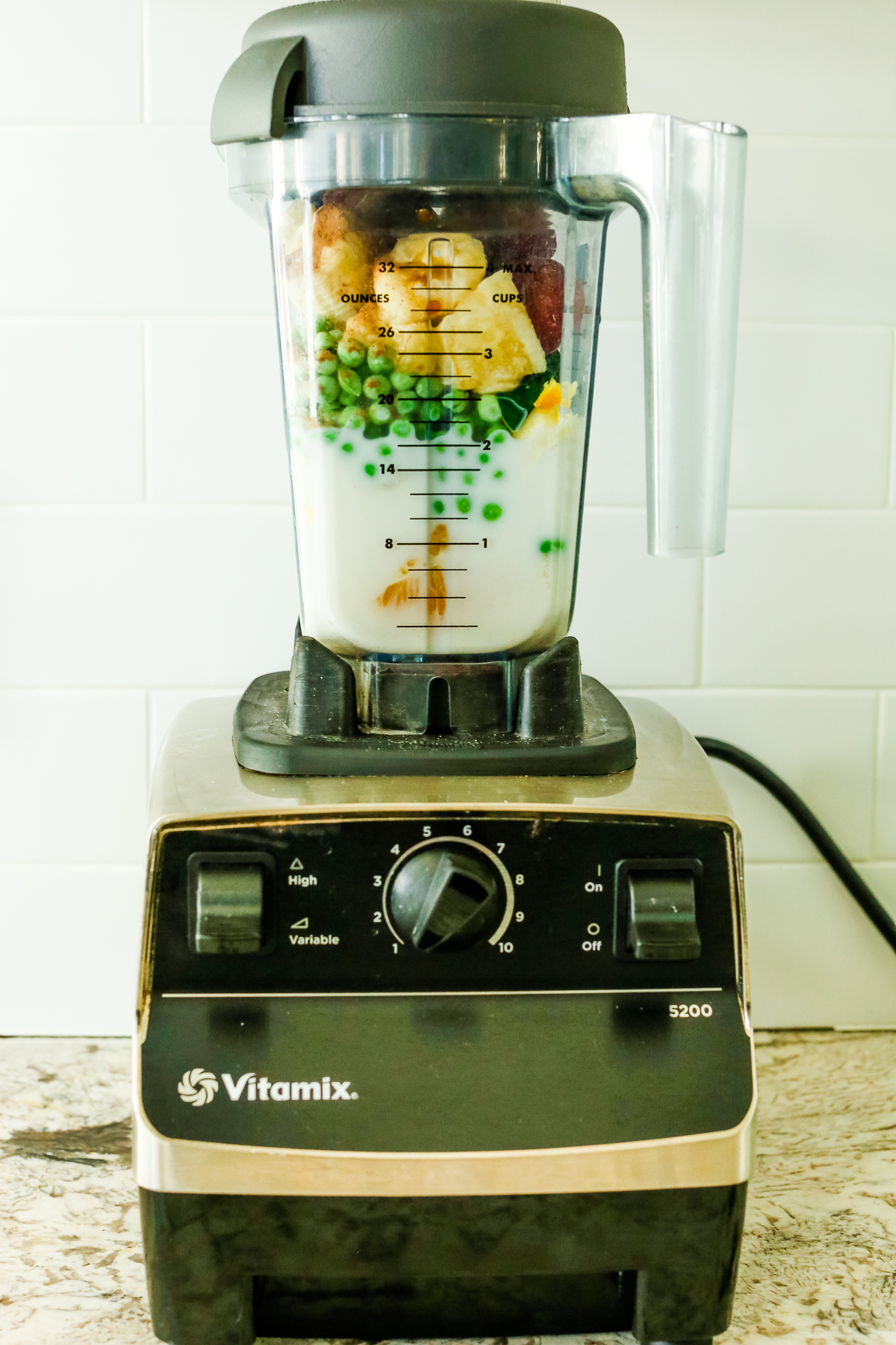 smoothie ingredients in a vita mix blender