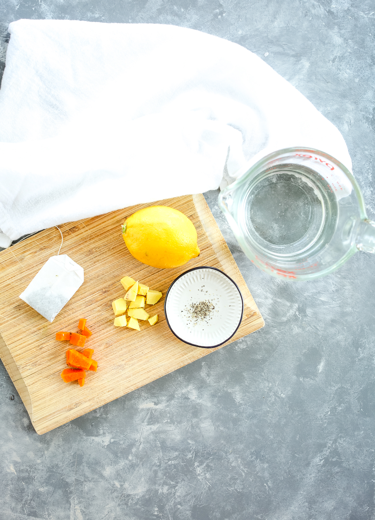 recipe ingredients for Lemon Ginger Turmeric Tea