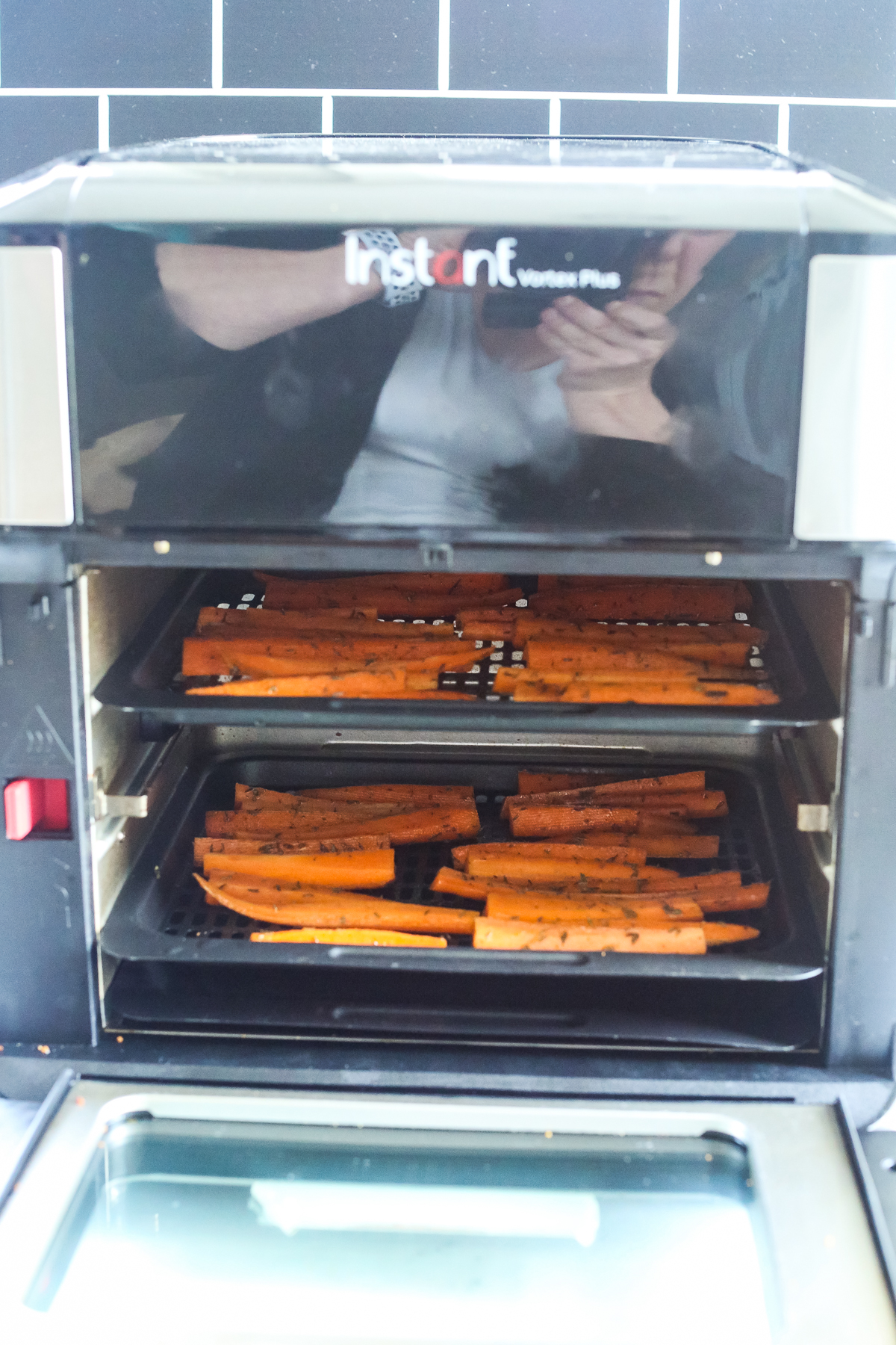 carrots on trays in the air fryer