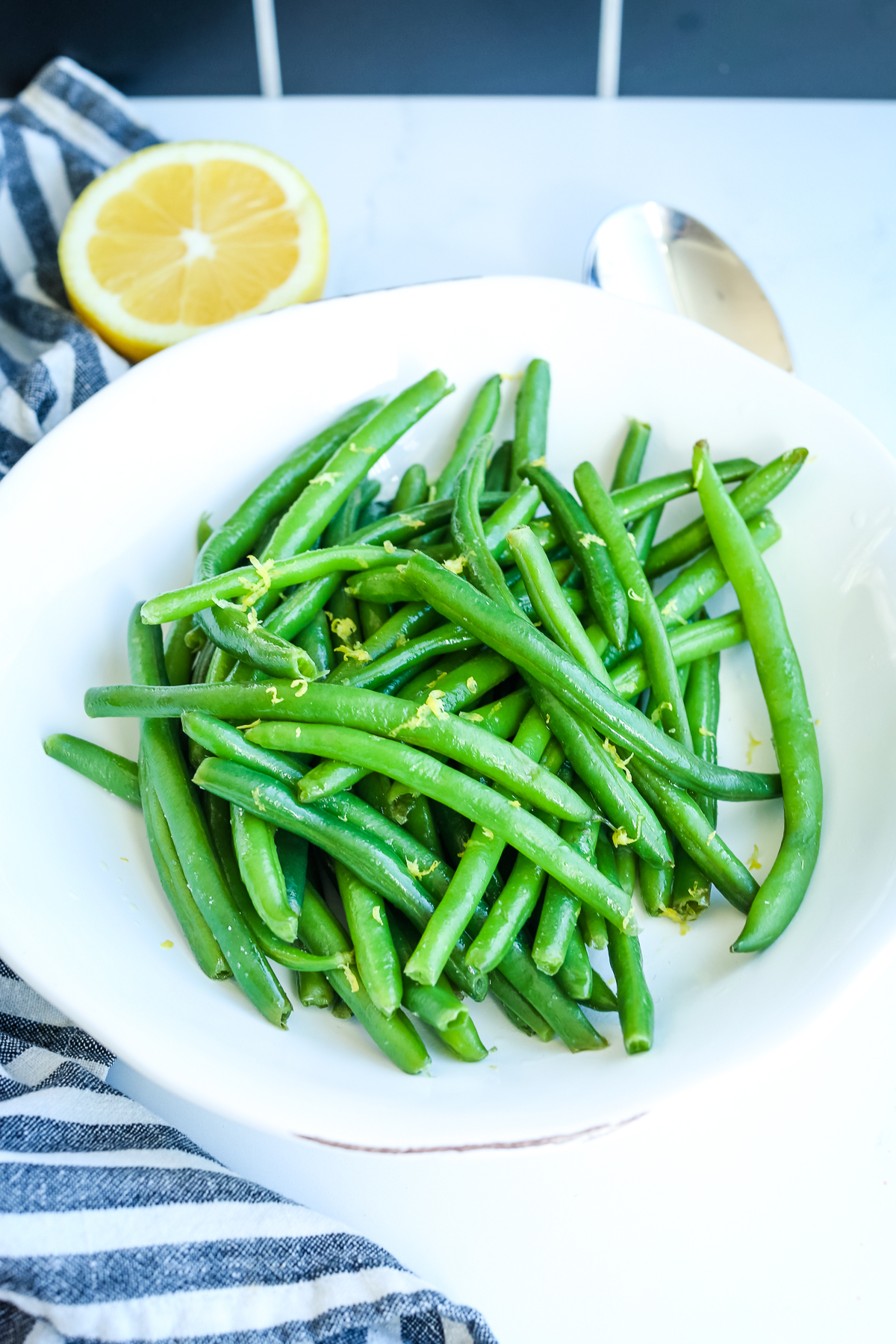 Instant Pot Green Beans in a white bowl