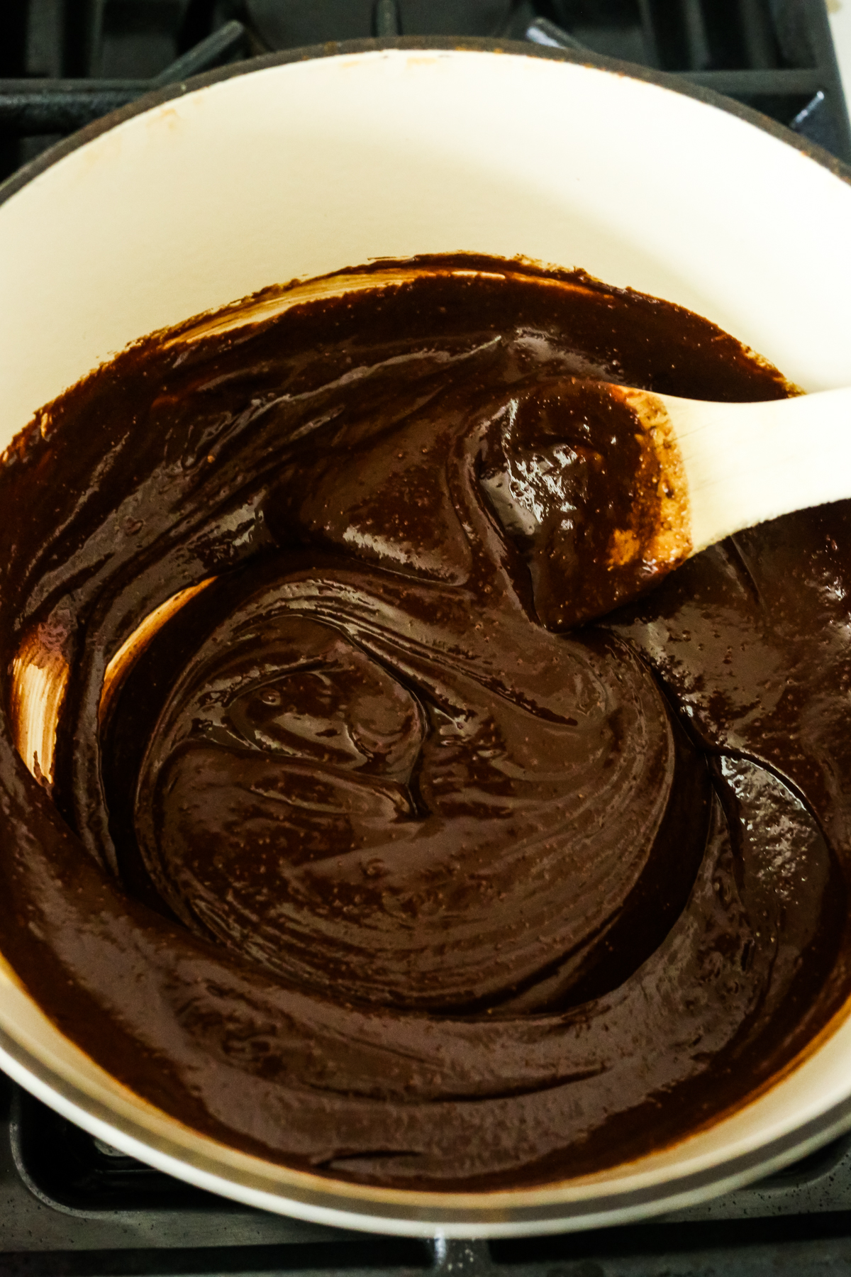 melted chocolate in a pot