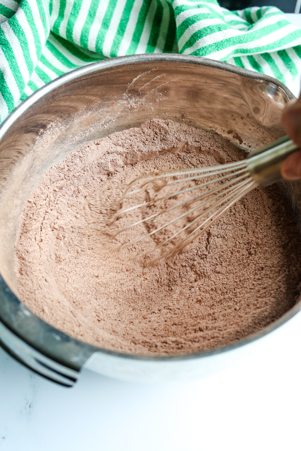 whisking together dry ingredients
