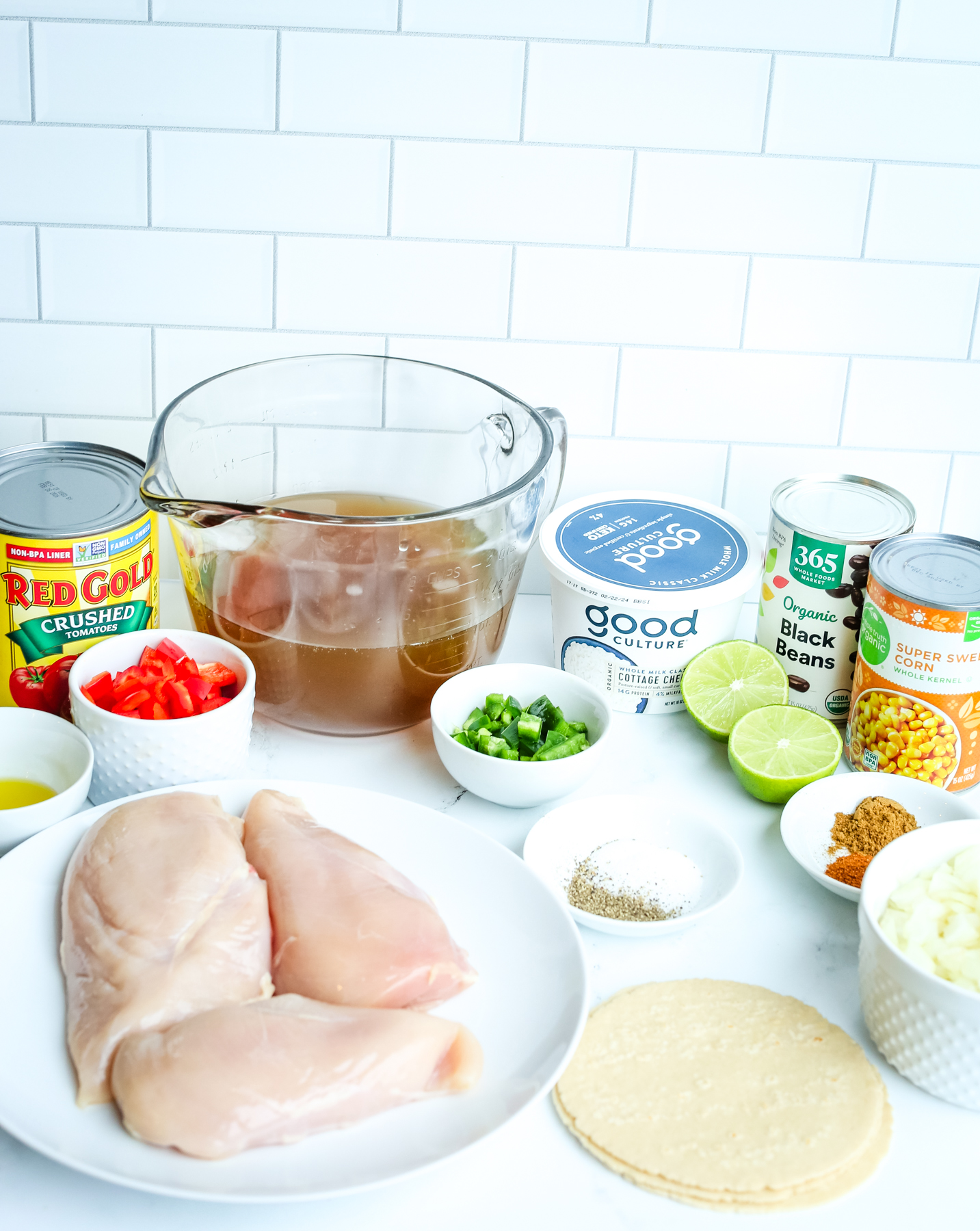 ingredients for creamy chicken tortilla soup recipe