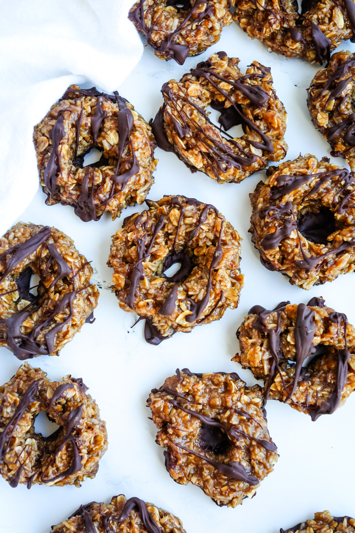 healthy Samoa cookies on a baking sheet