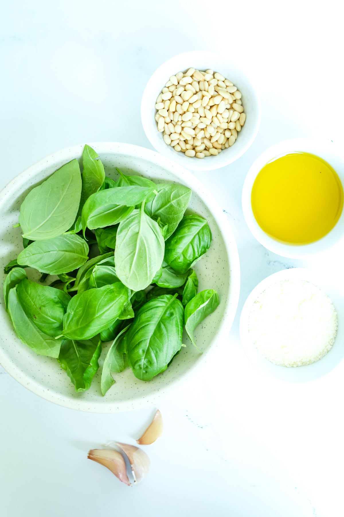 Recipe ingredients for basil pesto recipe
