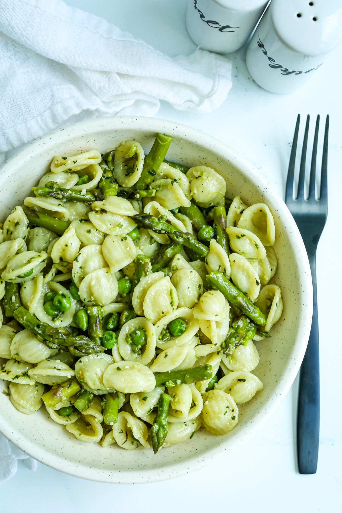 Orecchiette Pasta recipe in a bowl with a fork next to it