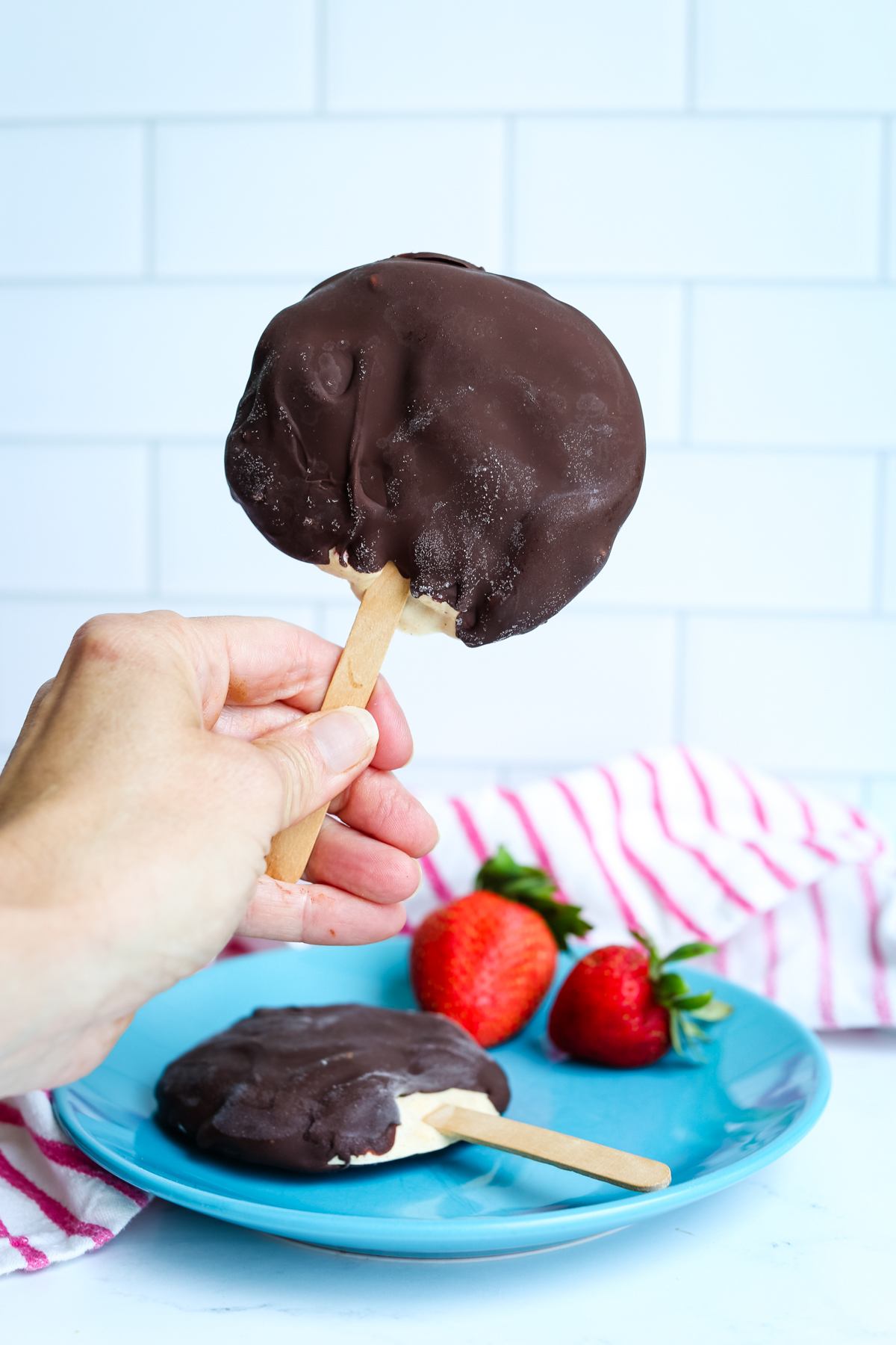 a whole in tact frozen greek yogurt bar