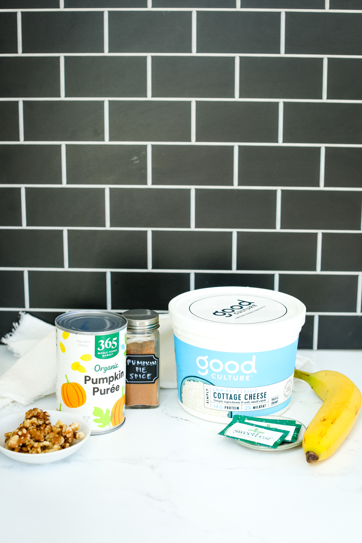 ingredients for Pumpkin Whipped Cottage cheese Breakfast Bowl