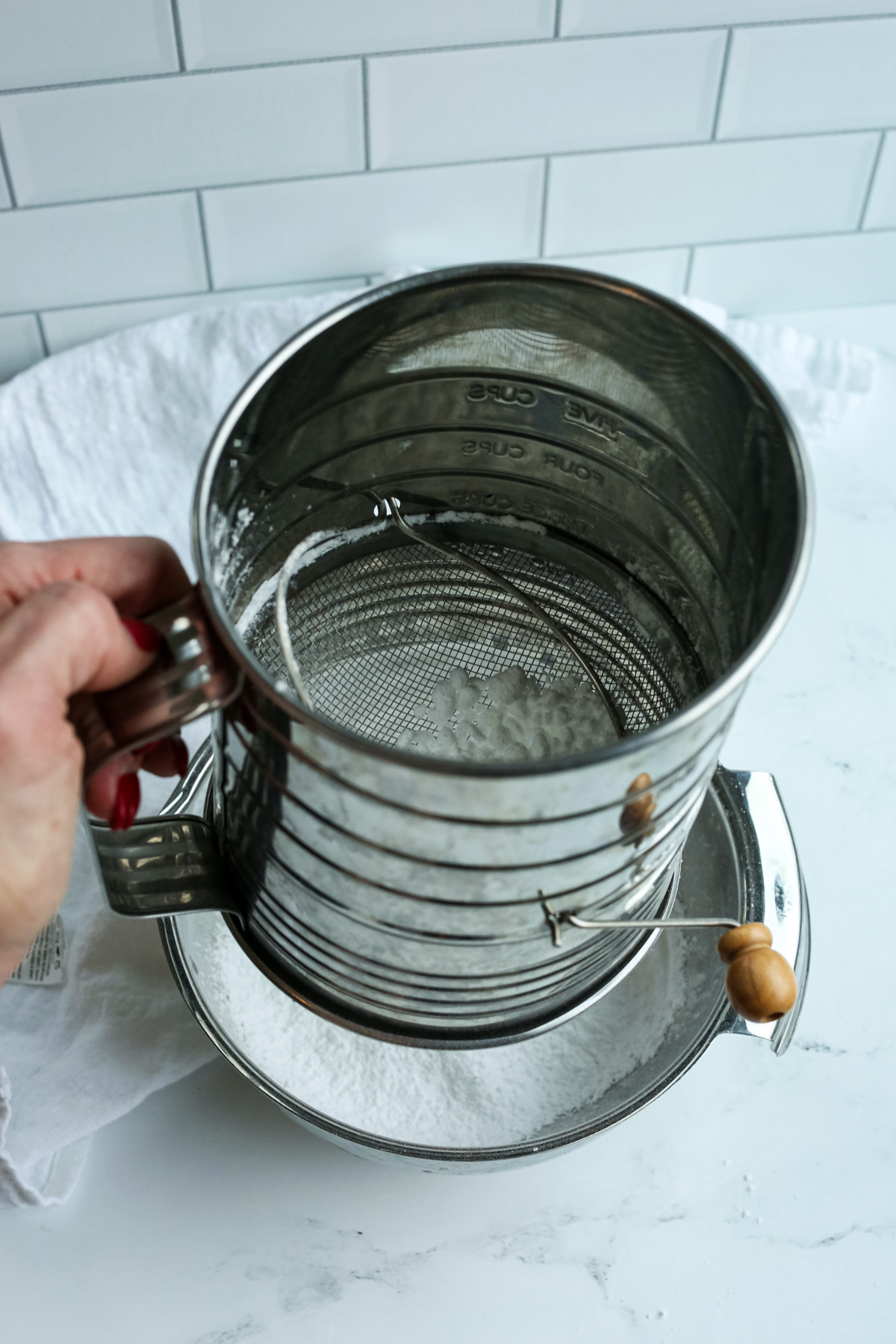 sifting powdered sugar