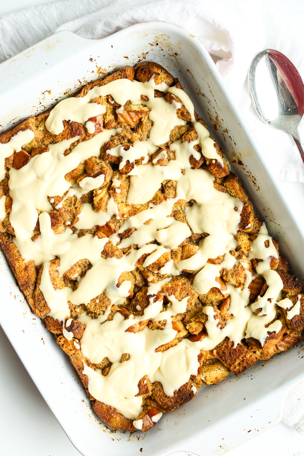Brioche French Toast Casserole with Cream Cheese Glaze
