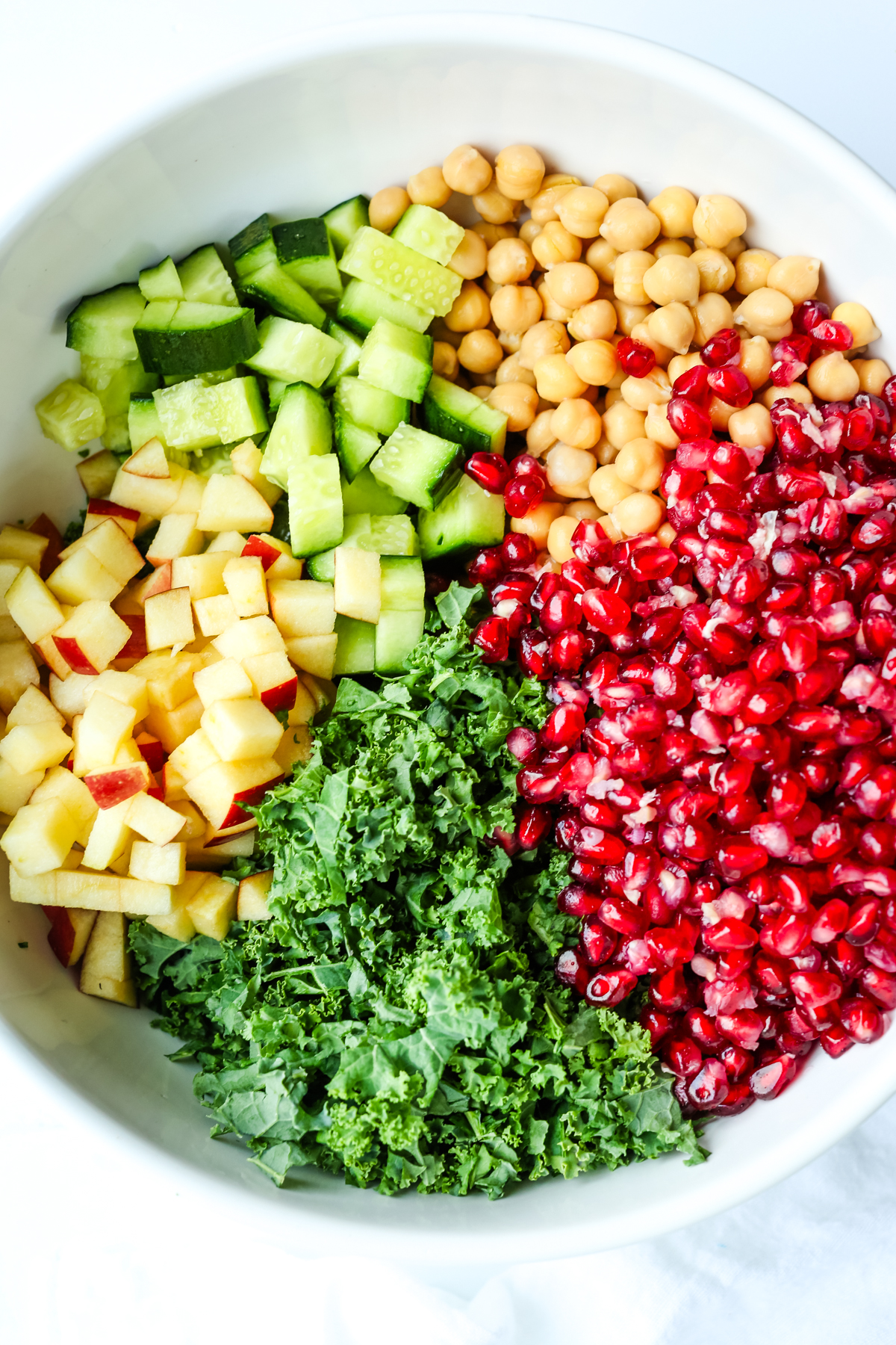 ingredients for a salad separated before tossing