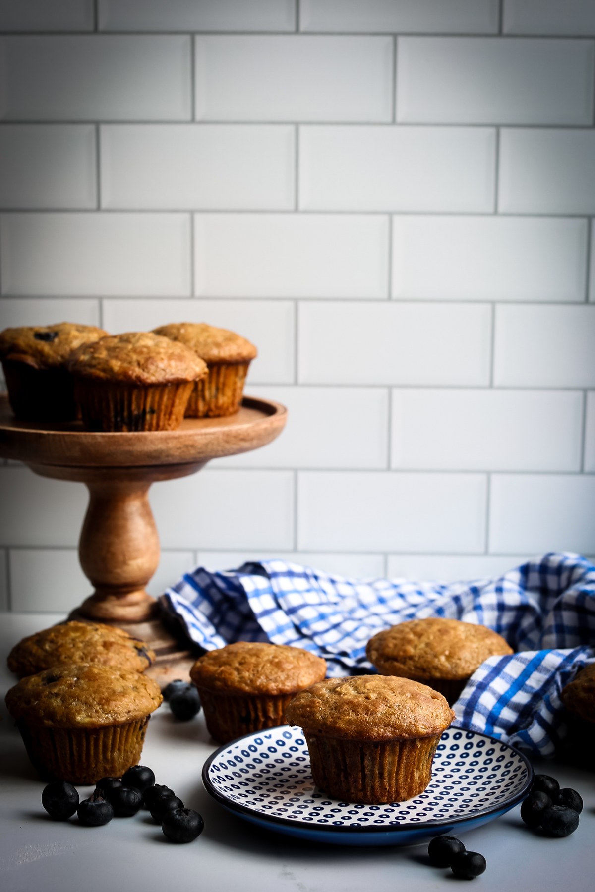 Muffins on a stand and a plate