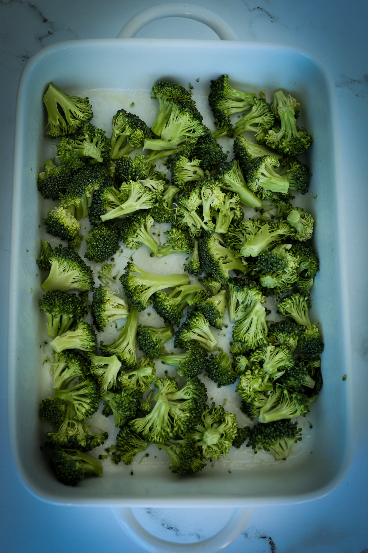 broccoli florets in a dish