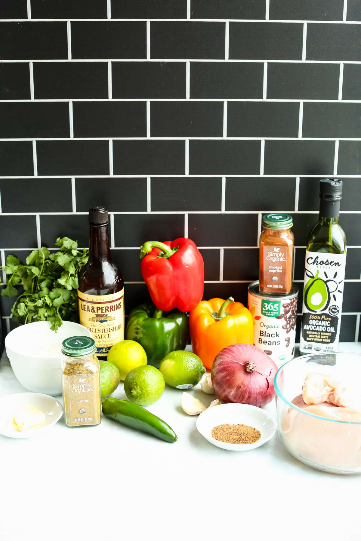 recipe ingredients for Chicken Fajita Bowls