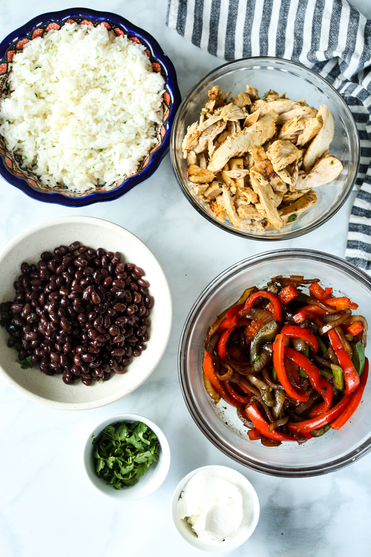 ingredients in separate bowls ready to assemble