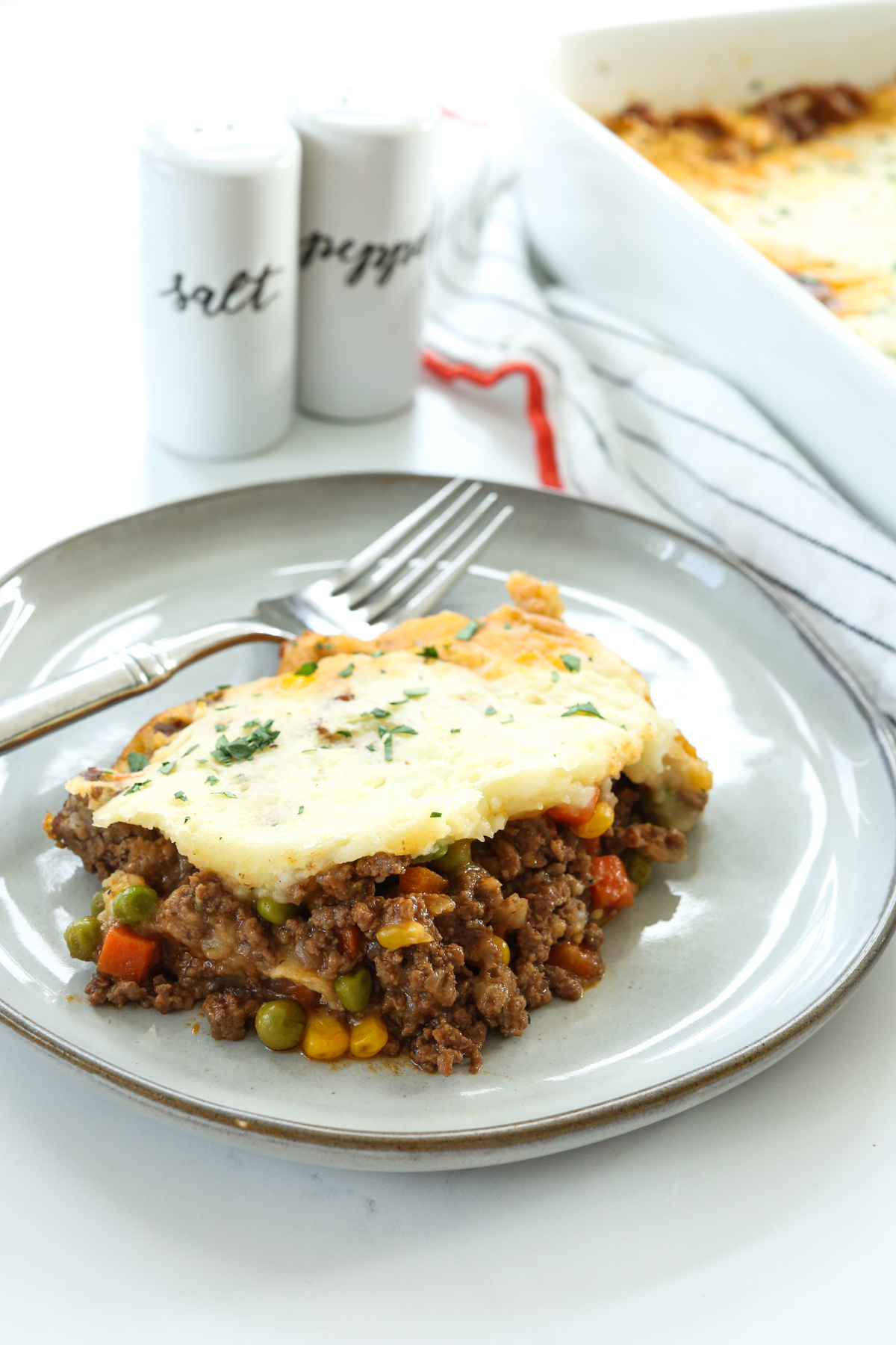 a serving of cottage pie on a plate