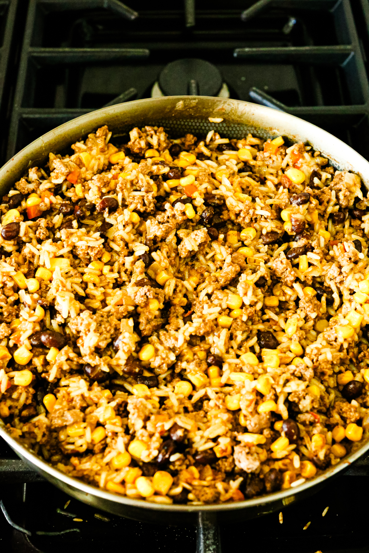 the finished dinner on the stove 