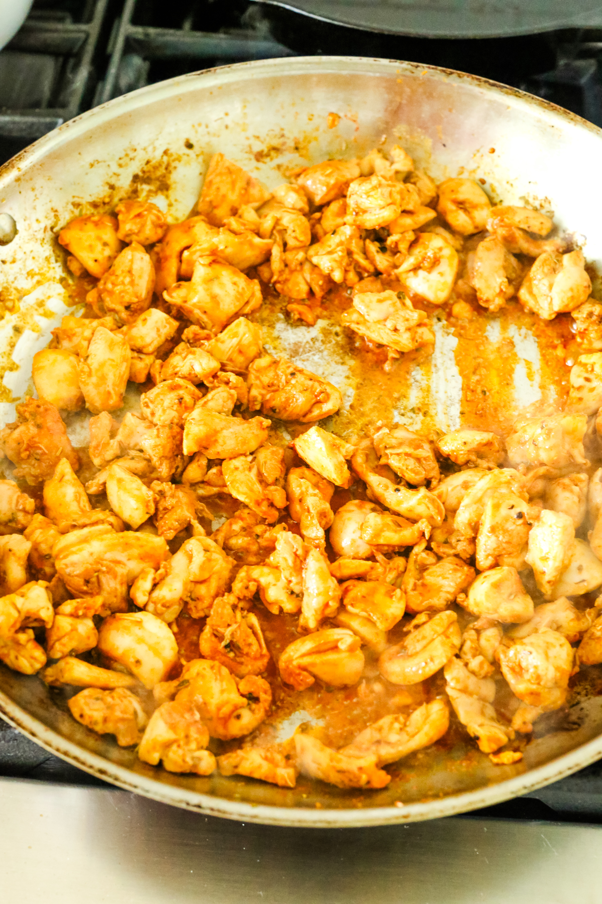 sautéed chicken in a large skillet