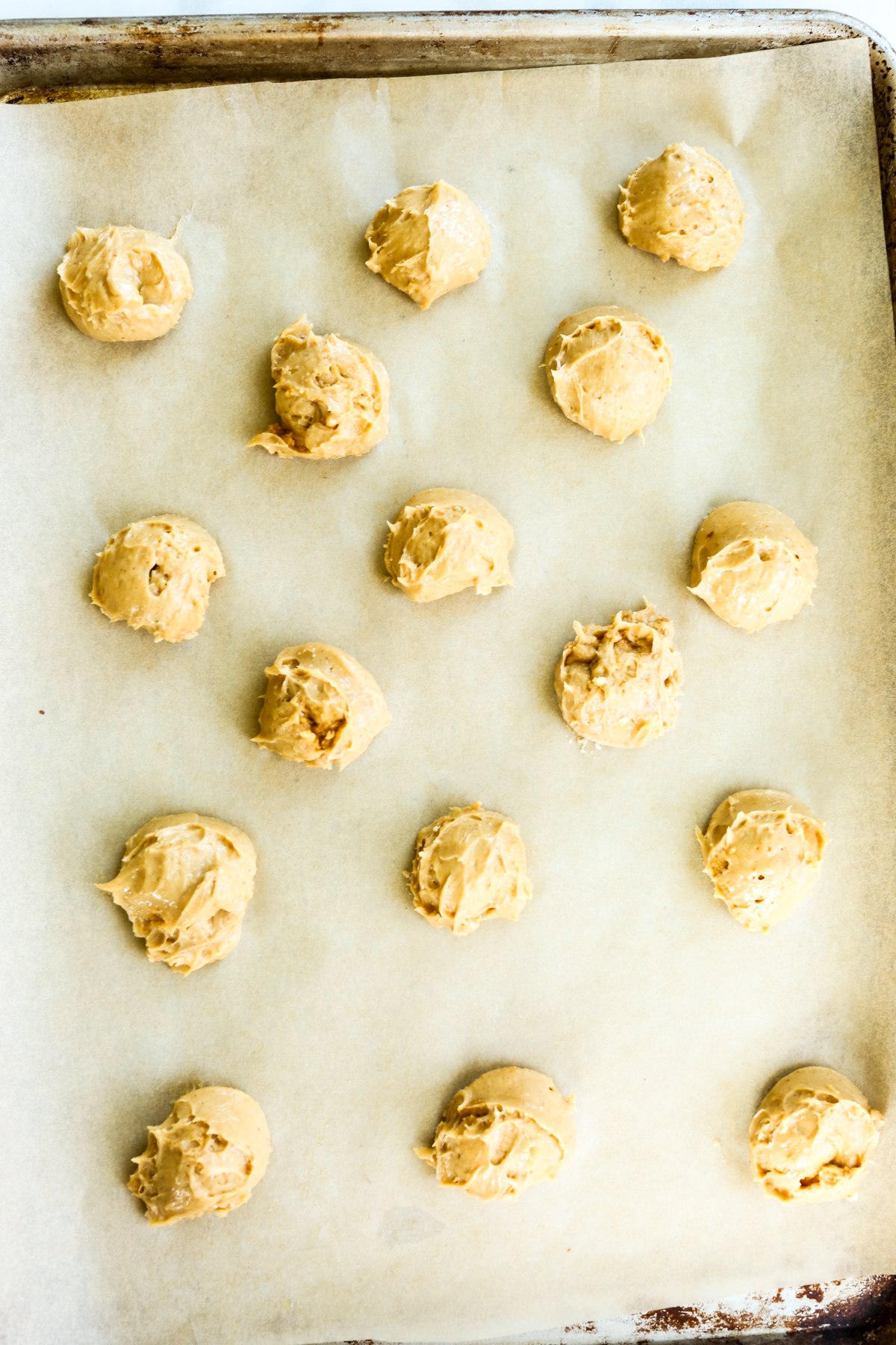 peanut butter protein balls on a tray