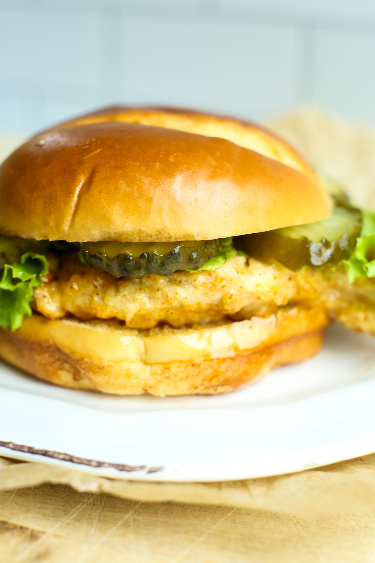 hot honey chicken sandwich on a plate