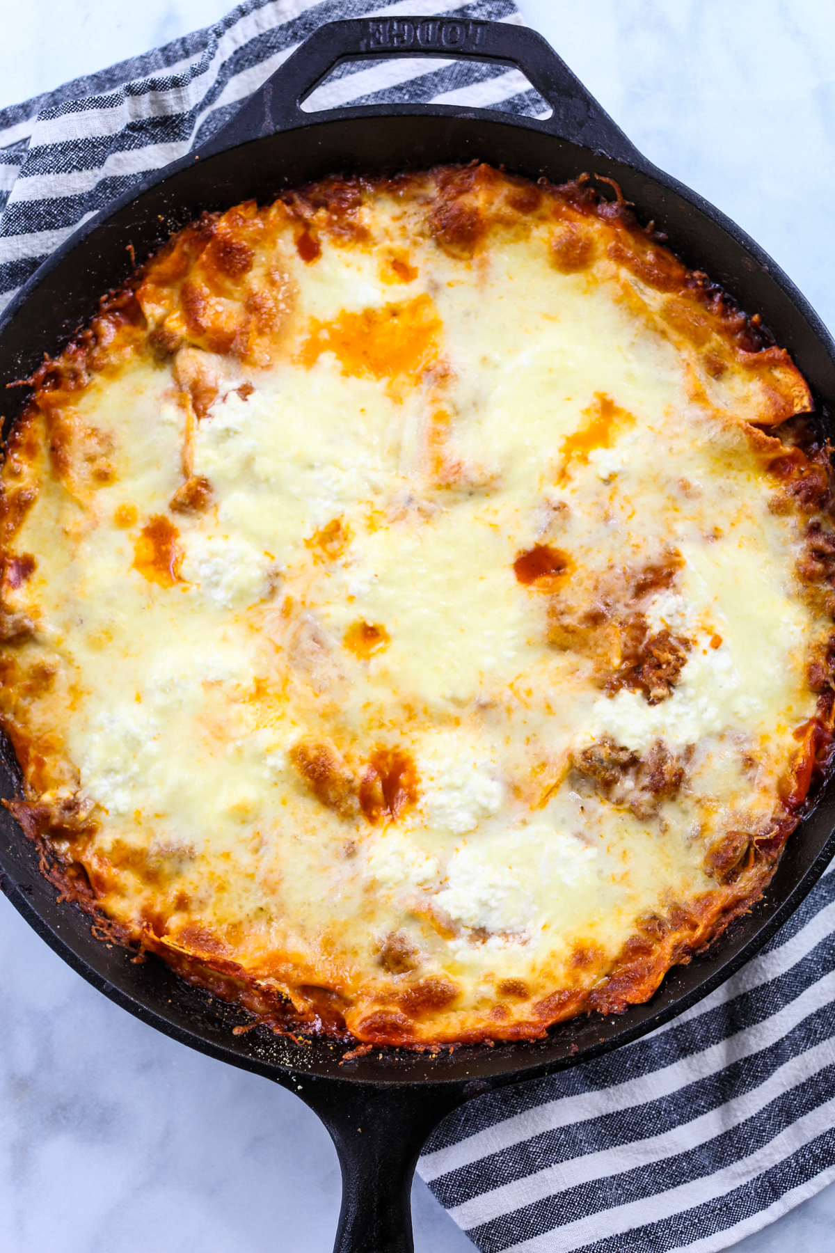 The finished lasagna recipe before cutting and serving 