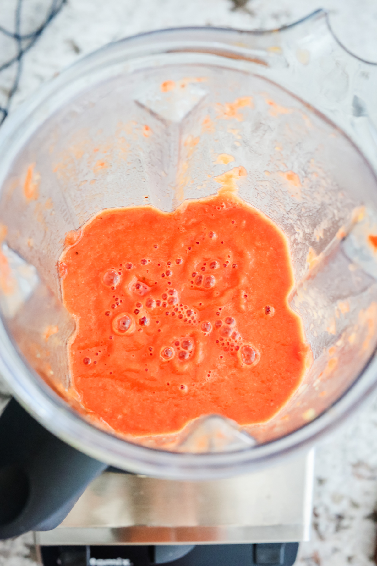 blended tomatoes in a blender 