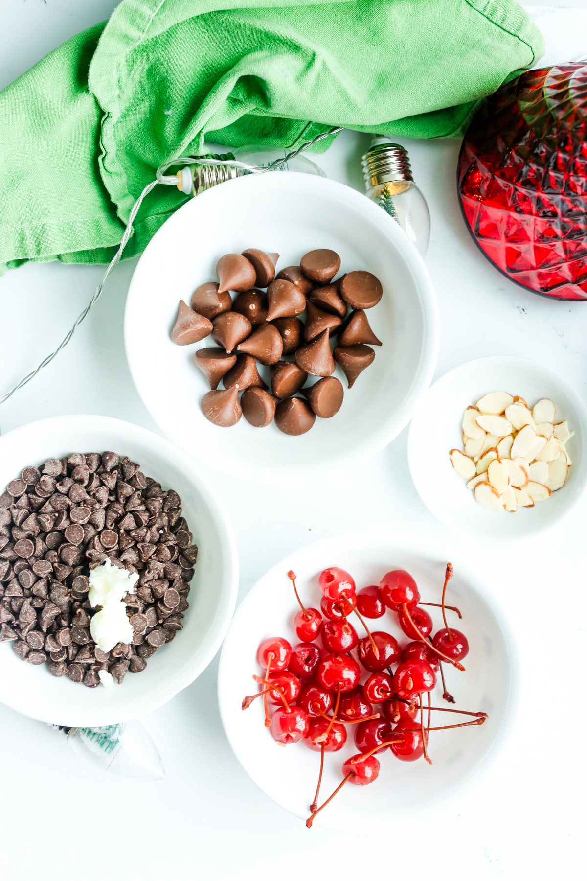 overhead shots of ingredients in bowls