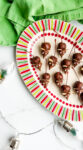 chocolate Christmas mice on a green and red plate