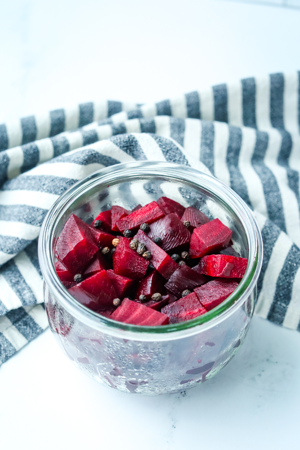 roasted beets with peppercorns in a jar 