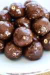 a plate of chocolate protein balls