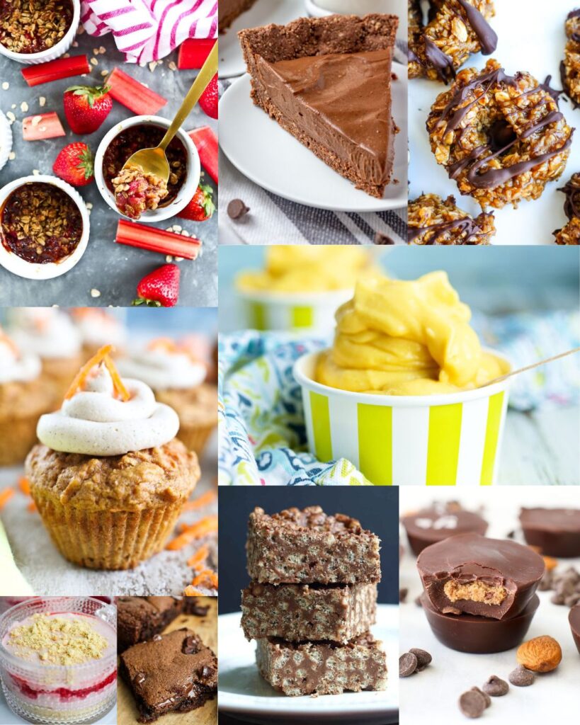 a collage of healthy dessert recipes