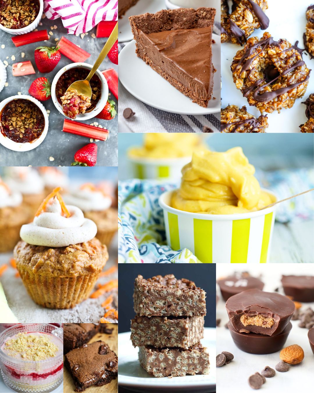 a collage of healthy dessert recipes