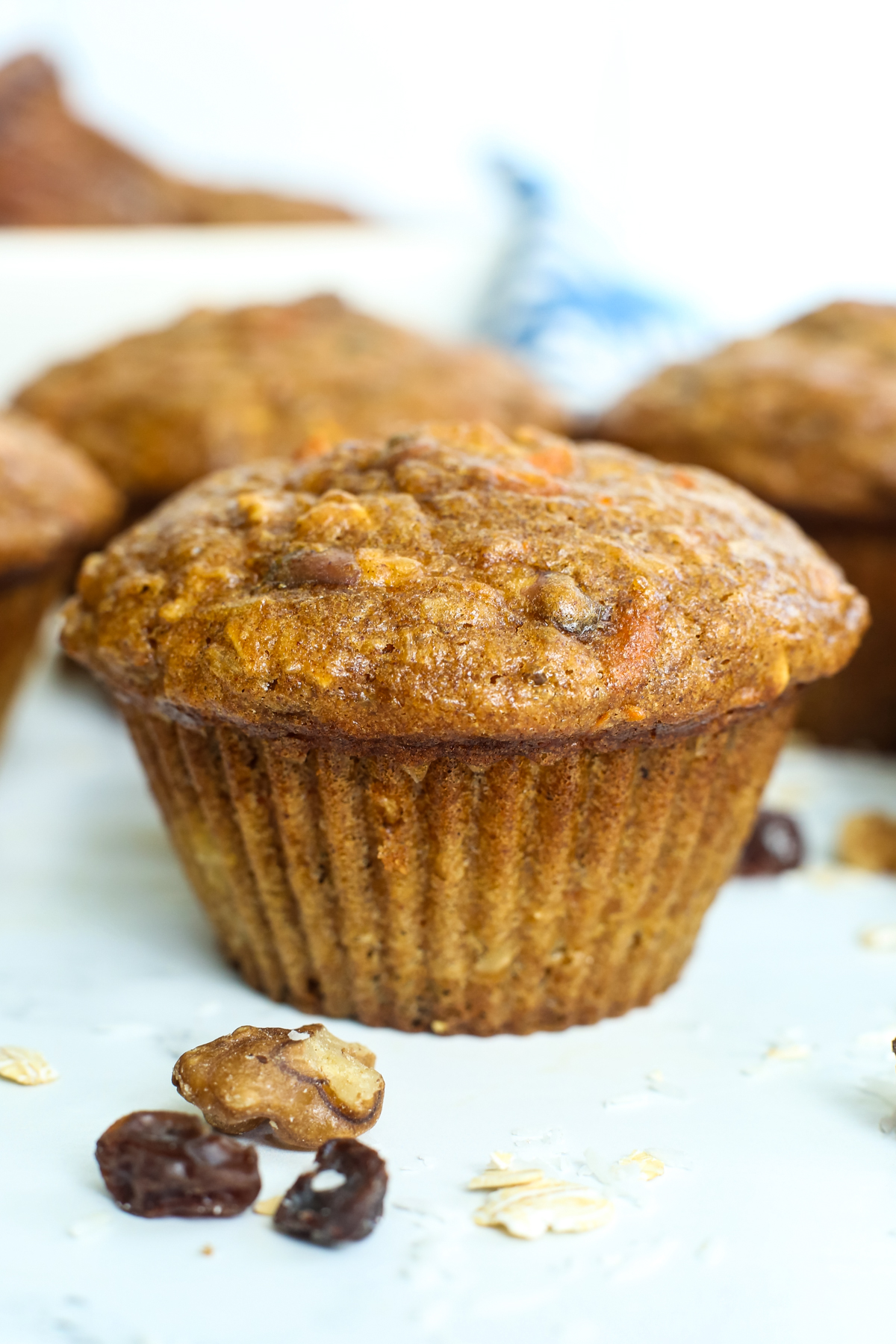 a close up photo of morning glory protein muffins